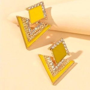 Rhinestone geo decor earrings